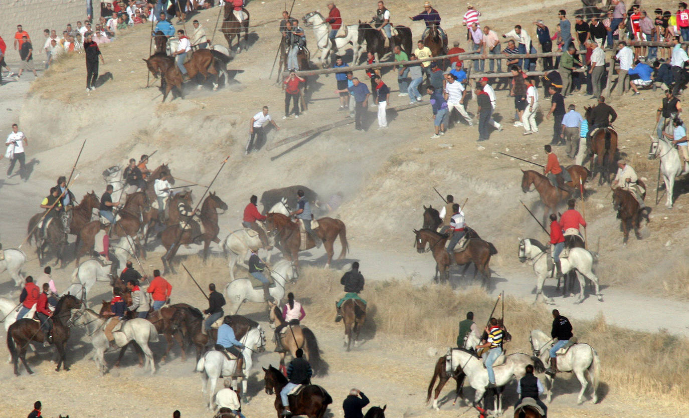 Imagen del recorrido de una anterior edición de los encierros de Cuéllar. 