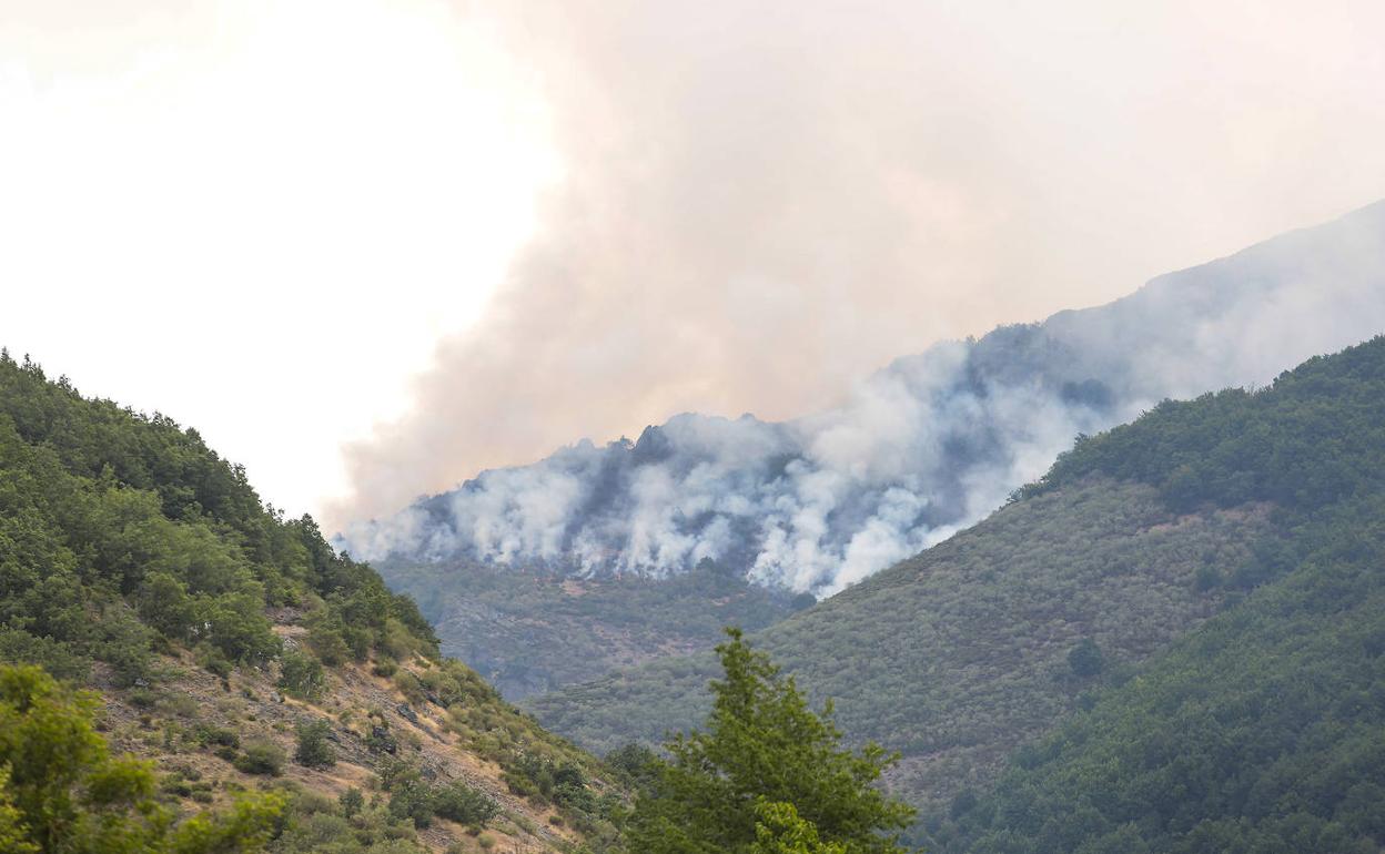 El incendio de Huérgano avanza ladera abajo