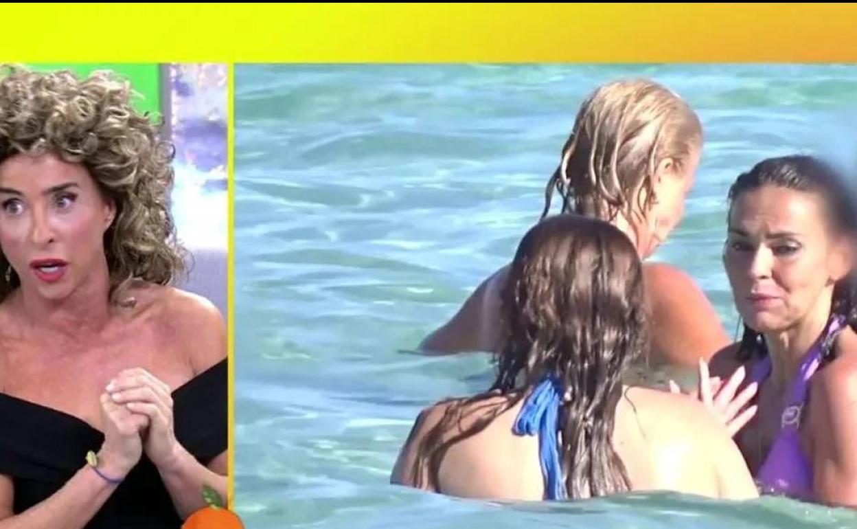 María Patiño y Olga Moreno, bañandose en Formentera con unas amigas, entre ellas Marta López. 