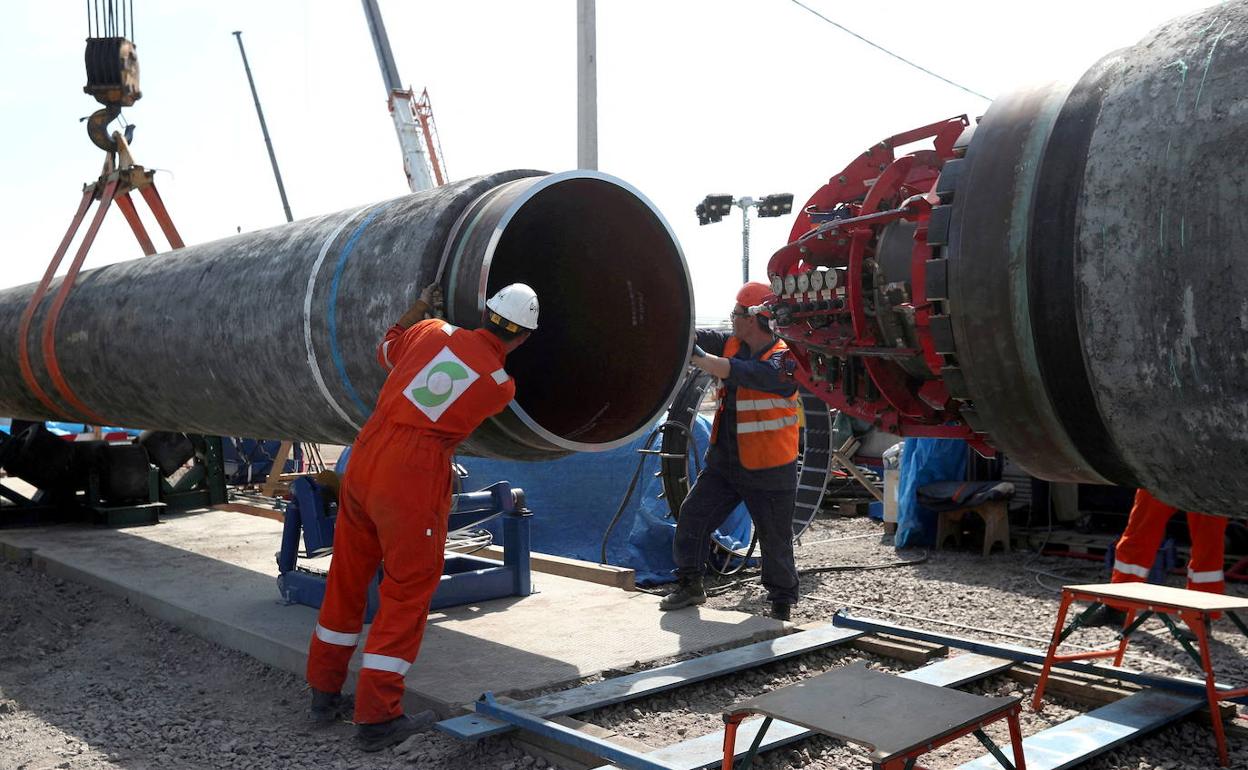 Foto de archivo de la construcción del Nord Stream 2 en Rusia. 