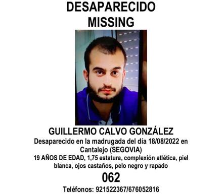 Cartel de la desaparición de Guillermo Calvo en Cantalejo. 