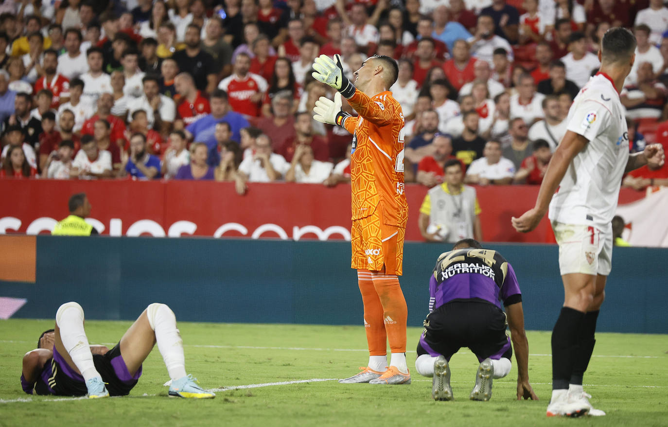 Sergio Asenjo se lamenta en una acción del Sevilla-Valladolid del pasado viernes. 