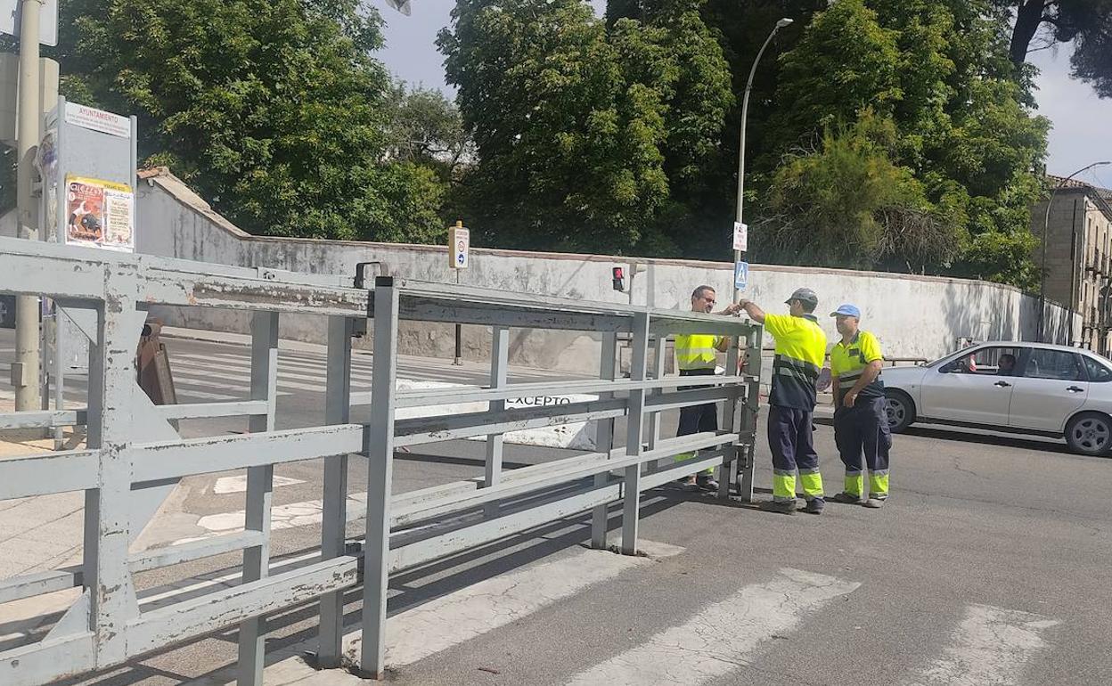 Colocación de las talanqueras en Cuéllar.
