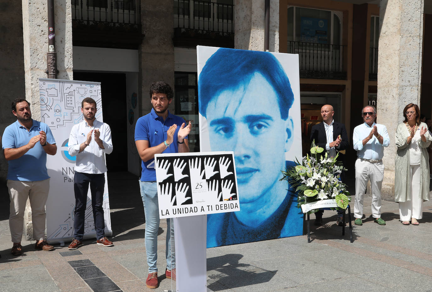 Homenaje a Miguel Ángel Blanco por parte de Nuevas Generaciones de Palencia el pasado 16 de julio.