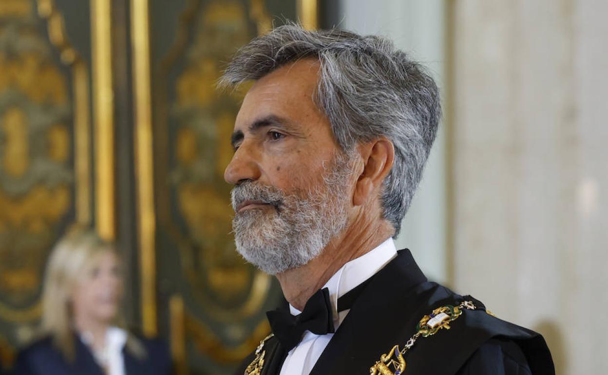 El presidente del Supremo, Carlos Lesmes, este miércoles, durante el acto de apertura del Año Judicial. 