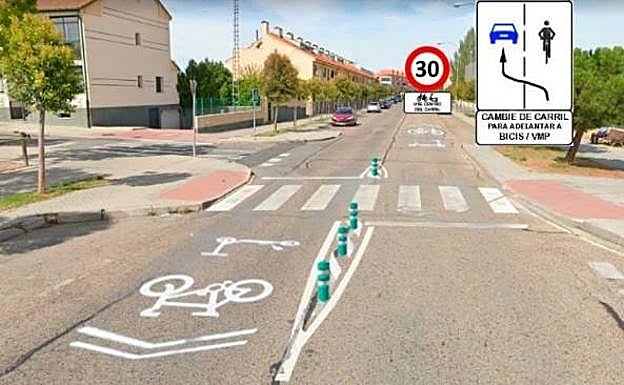 Imagen principal - Simulaciones de la segunda fase del carril bici en Nueva Segovia, Comunidad de Ciudad y Tierra y La Albuera.