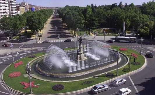 La fuente de Zorrilla, tras su inauguración en 1999. 