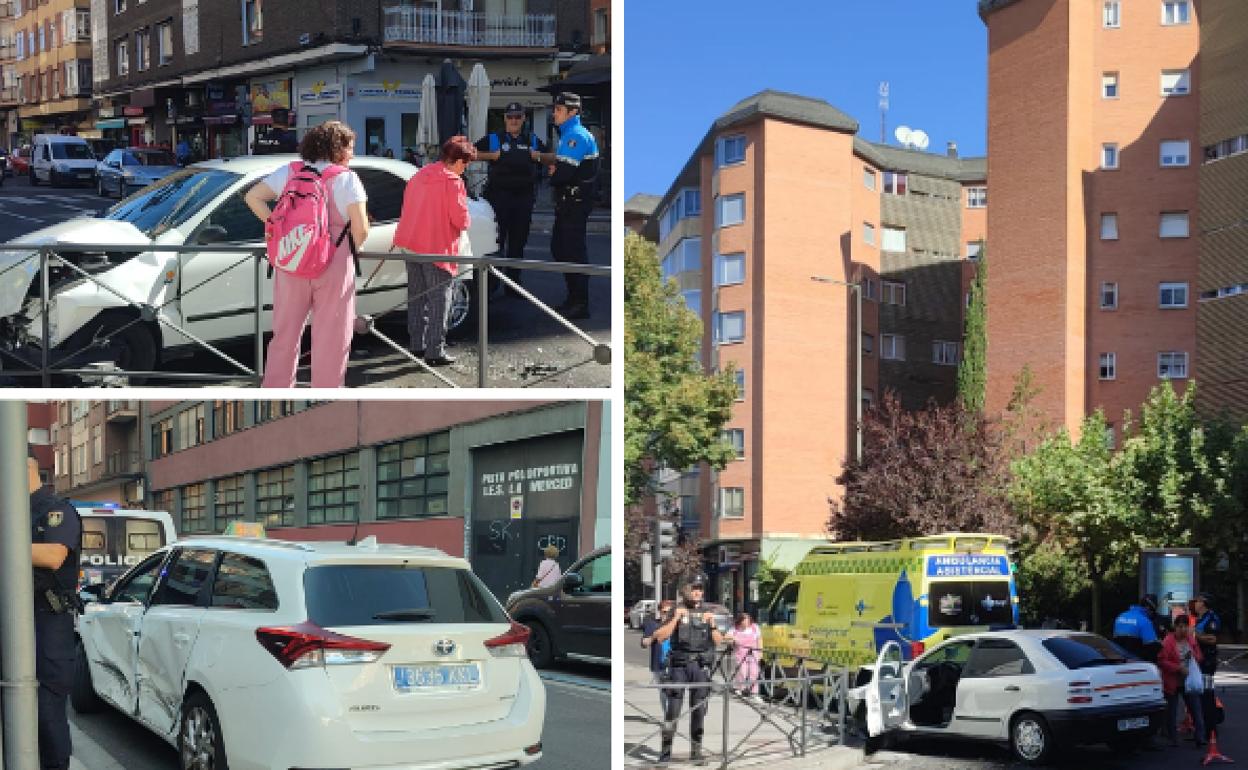 Estado en el que han quedado los vehículos tras el impacto en el cruce de la calle Don Sancho. 