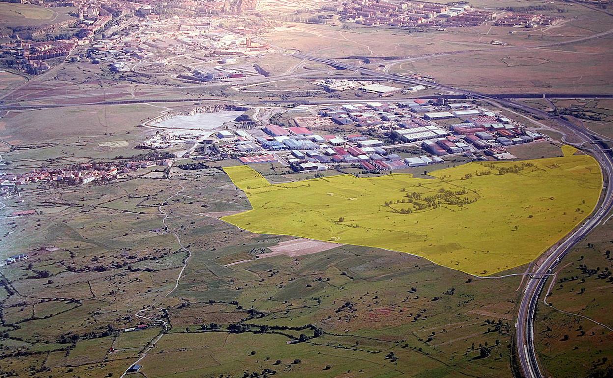 Zona sombreada que es la que abarca el sector Prado del Hoyo, en Segovia. 