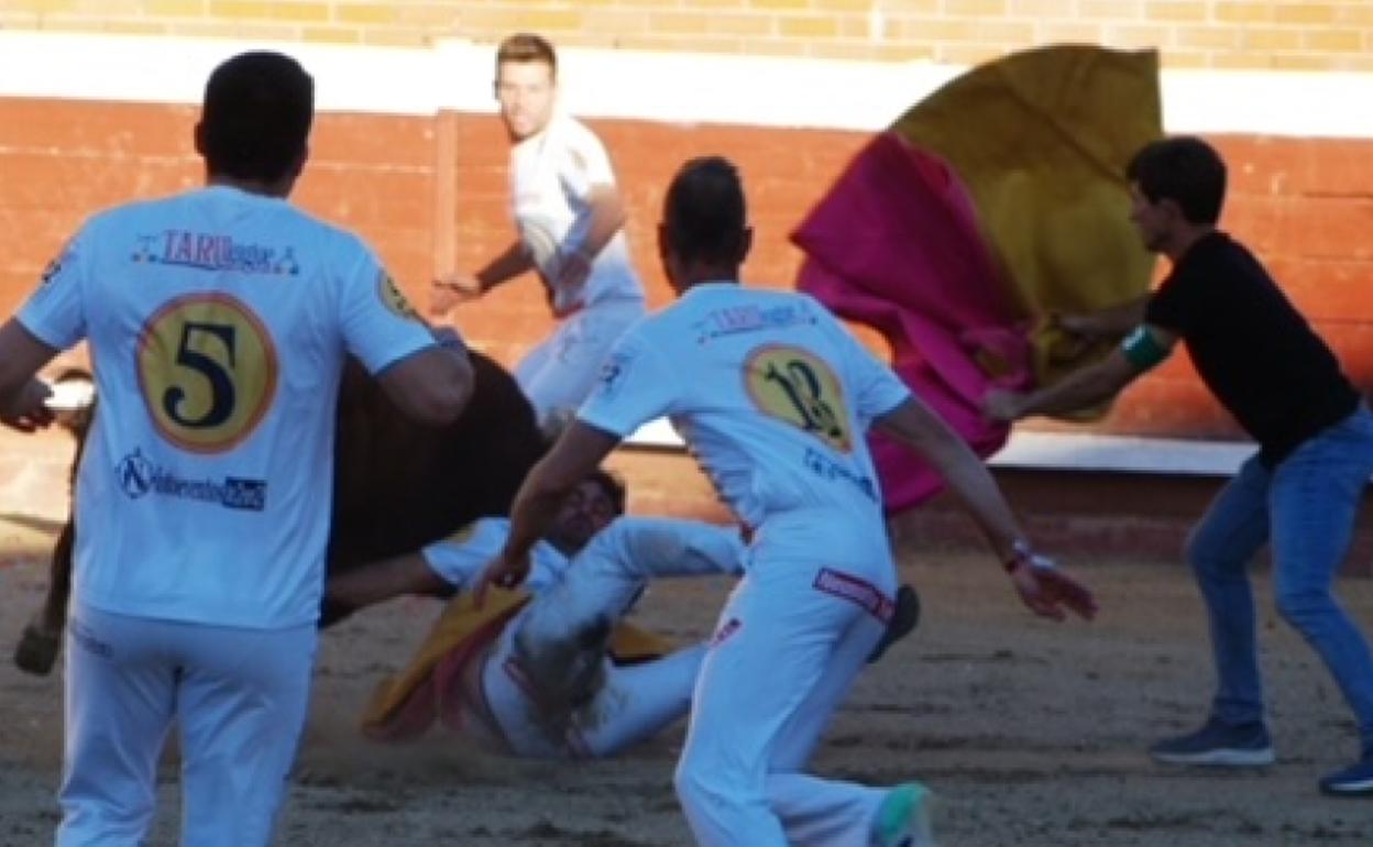 Secuencia de la cogida sufrida por Use durante el concurso.