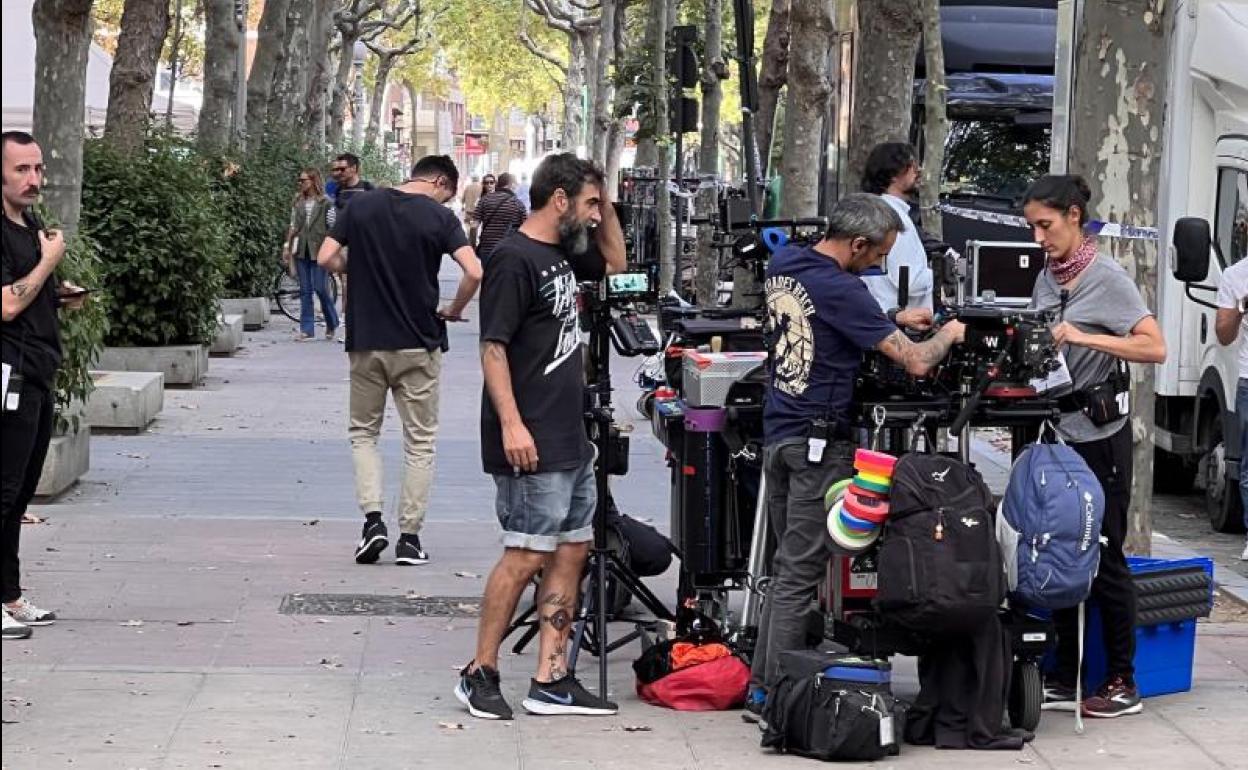 Rodaje de la serie en el Paseo de Zorrilla. 