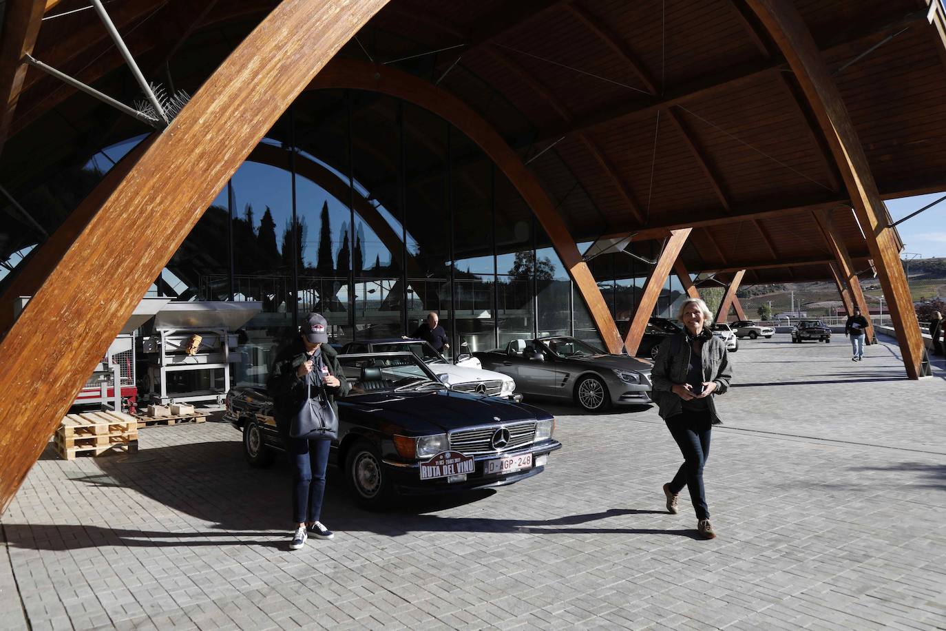 Fotos: Una veintena de coches clásicos de Mercedes visitan Bodegas Protos