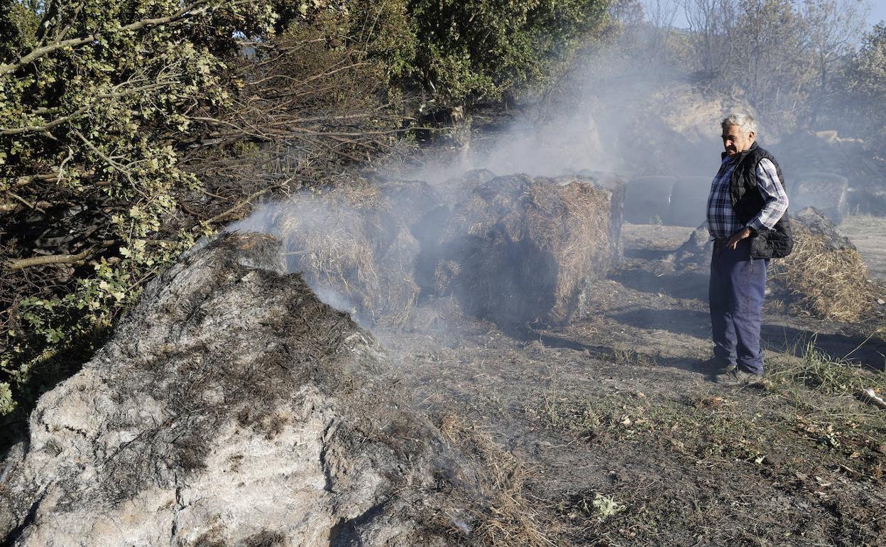 Un ganadero observa los daños producidos por el fuego