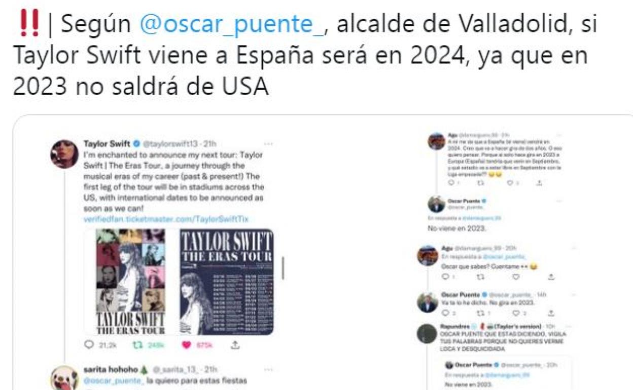 Óscar Puente alimenta en Twitter el sueño de un concierto de Taylor Swift en Valladolid