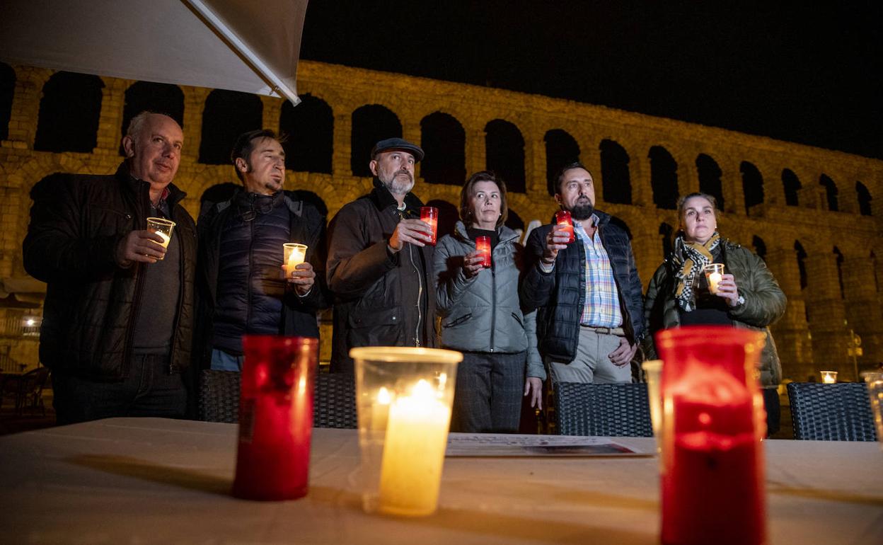 Protesta de los hosteleros este martes en Segovia.