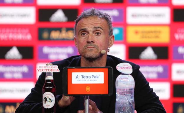 Luis Enrique, durante su conferencia de prensa tras ofrecer la lista para el Mundial. 