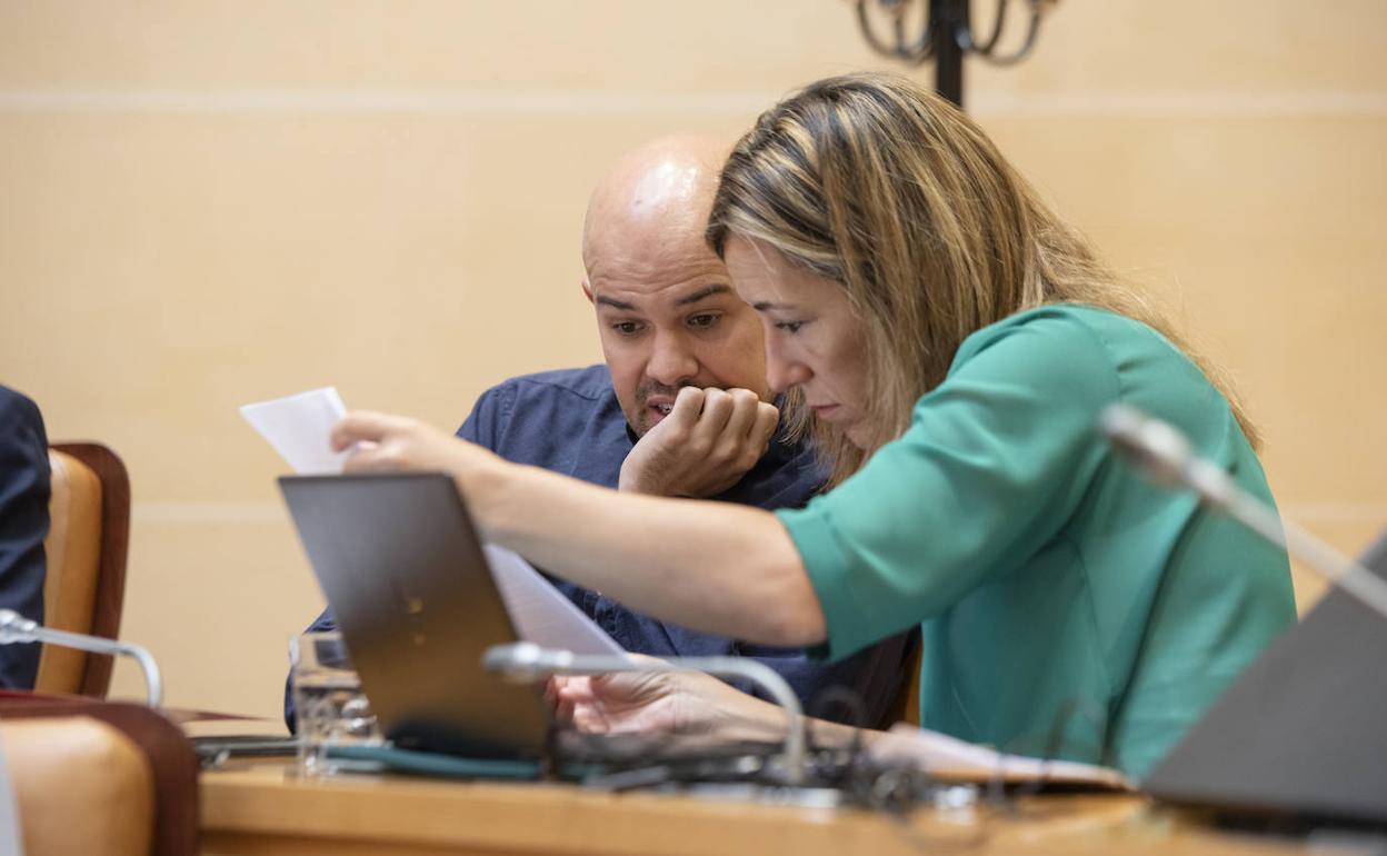 Ángel Galindo y Ana Peñalosa, durante un pleno.