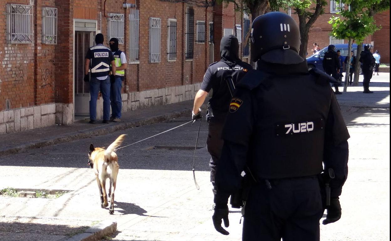 La Policía Nacional practica una detención de integrantes del clan de los Monchines. 