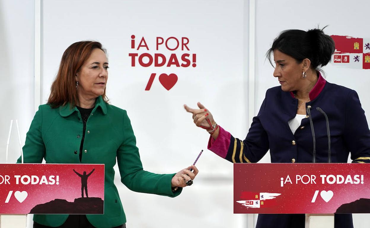 Rosa Rubio, portavoz socialista de Economía y Hacienda, y Ana Sánchez, secretaria de Organización del PSOE de Castilla y León. 