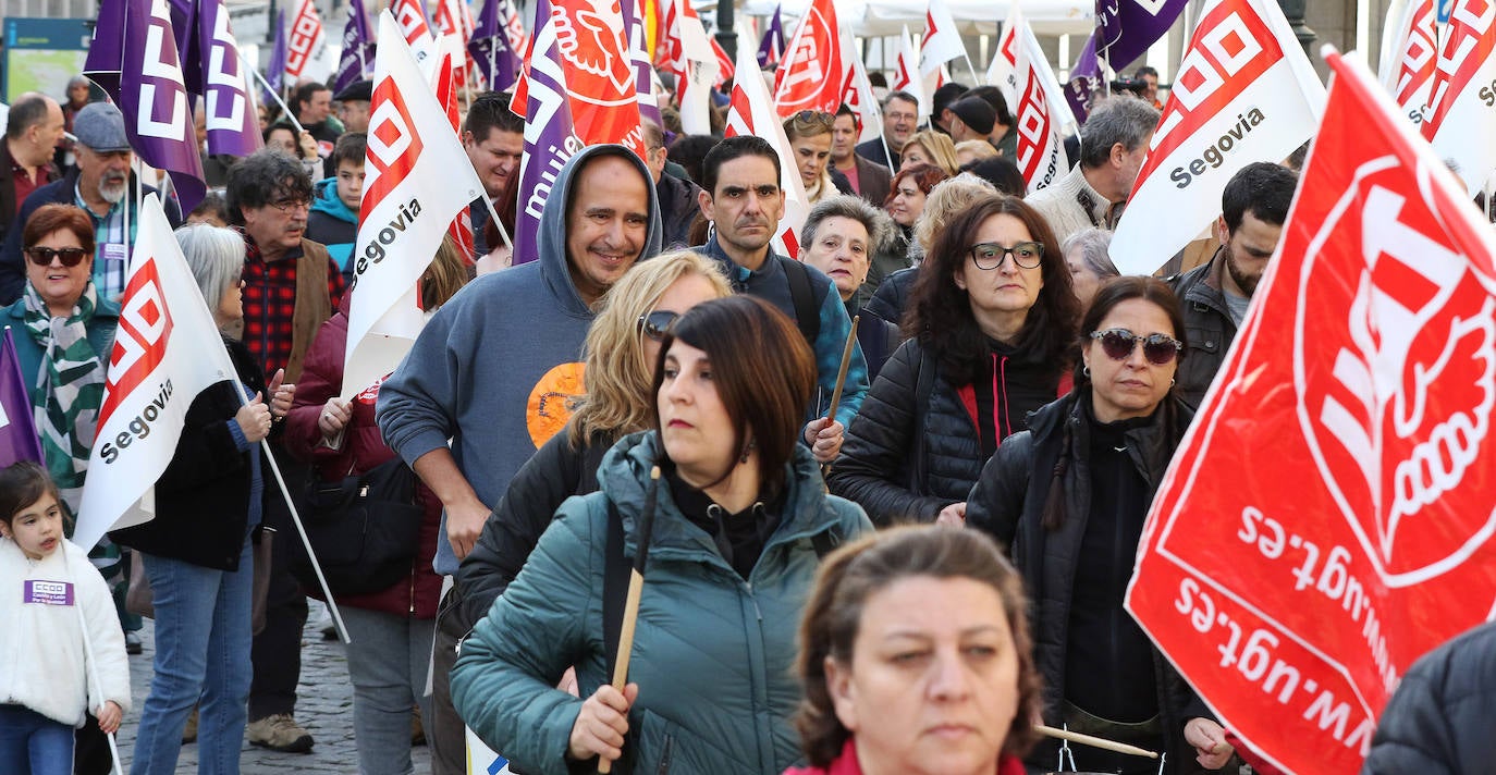 Manifestación organizada por los sindicatos en Segovia.