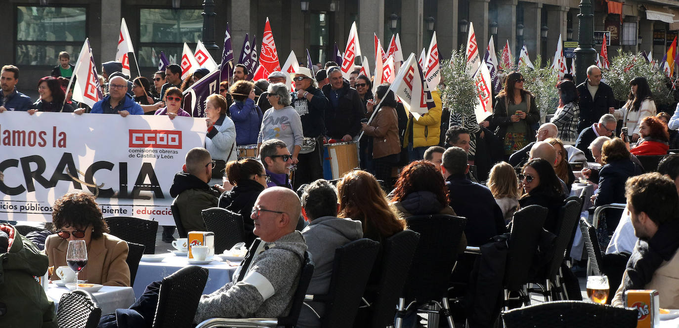 Manifestación organizada por los sindicatos en Segovia.