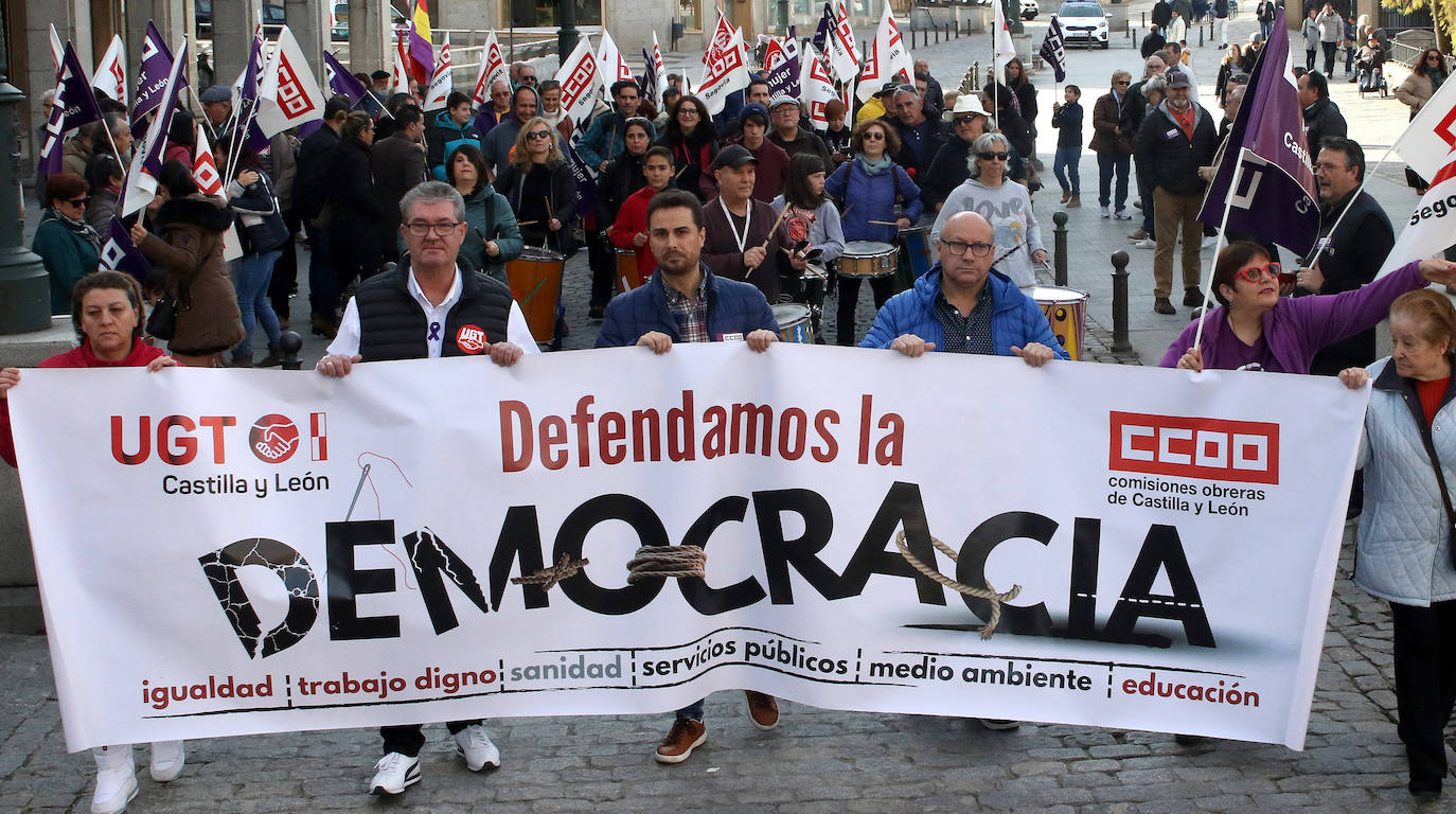 Manifestación organizada por los sindicatos en Segovia.