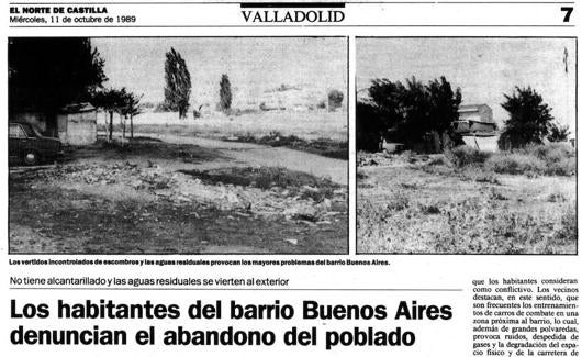 Información de 1989 sobre la situación del barrio. 