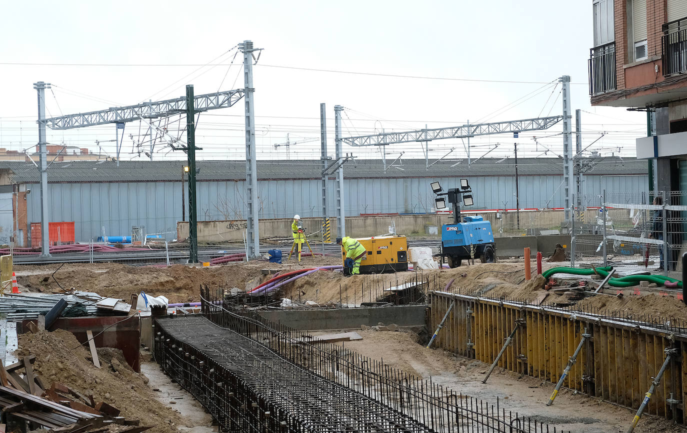 Obras del túnel de la calle Panaderos para la integración ferroviaria, Valladolid.