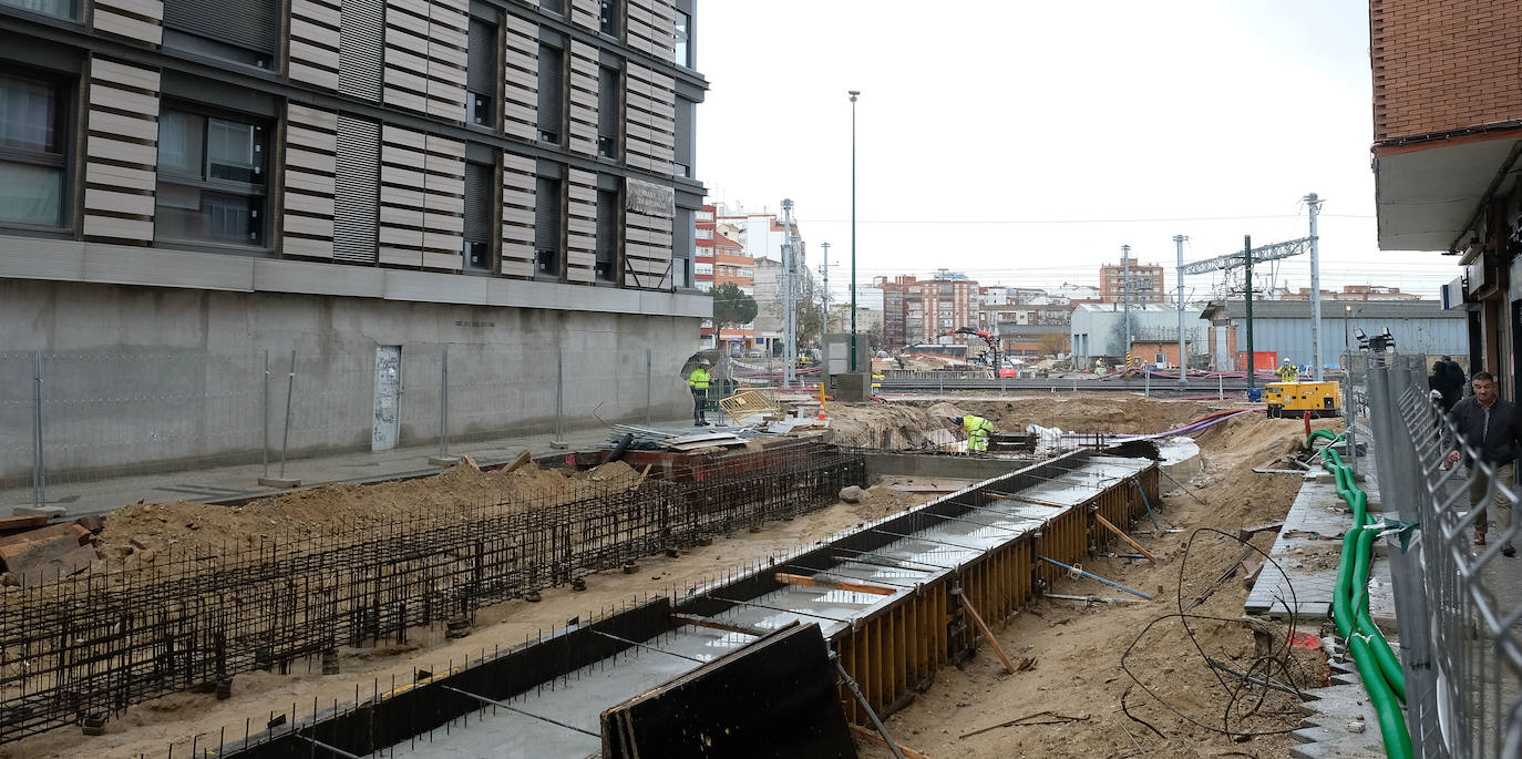 Obras del túnel de la calle Panaderos para la integración ferroviaria, Valladolid.