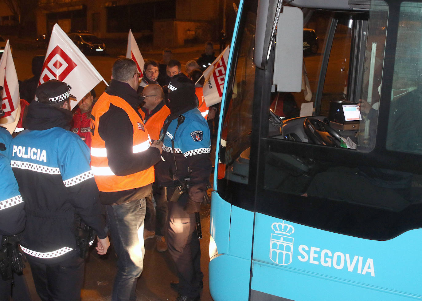 Huelga de autobuses en Segovia. 