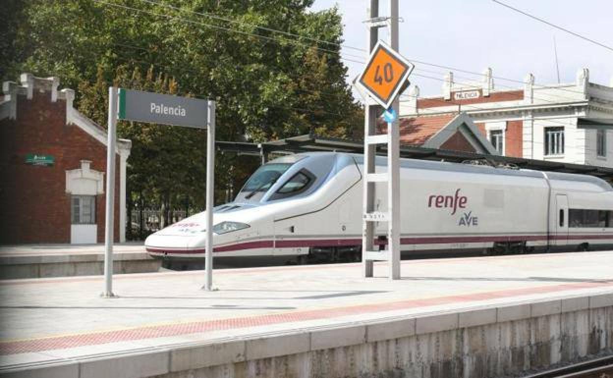 Ave en la estación de Palencia.