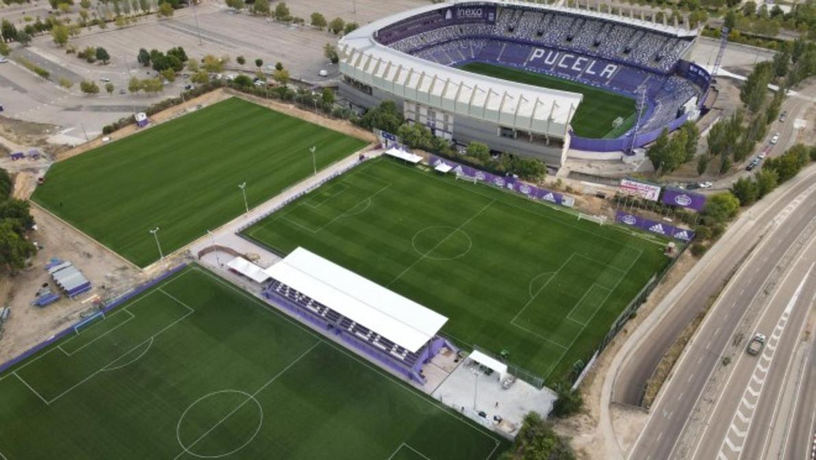 Instalaciones actuales del Real Valladolid, con el aparcamiento donde se edificará la nueva Ciudad Deportiva.