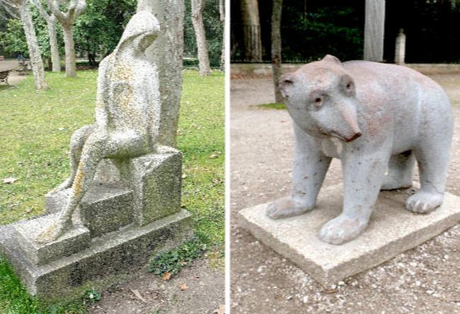 'Muchacha sentada mirando un caracol' y 'Oso', de Agustín Casillas Osado.