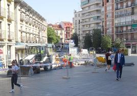 Obras en la zona peatonal de la Plaza de Portugalete, imagen de archivo.