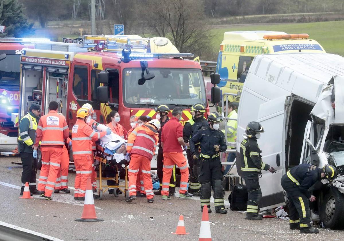 Accidente de tráfico en la A-62, el pasado mes de enero.