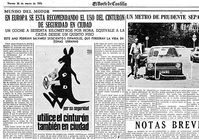 Campaña de la DGT en 1976, cuya imagen se recuperó en 2021, para concienciar del uso del cinturón en la ciudad.