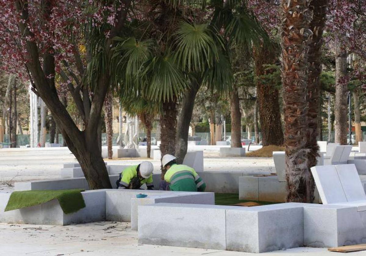 Trabajos de reforma del parque de los Jardinillos.