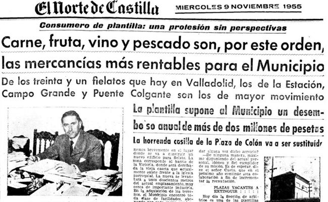 Noticia sobre los fielatos publicada en El Norte de Castilla en 1955.