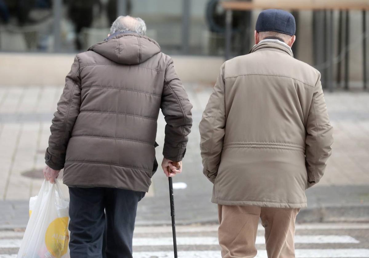 Dos pensionistas vuelven del supermercado.