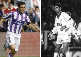 Alberto Marcos, el exmadridista que más partidos jugó con la camiseta del Real Valladolid; y Fernando Hierro, el exblanquivioleta que más partidos jugó con la camiseta del Real Madrid.