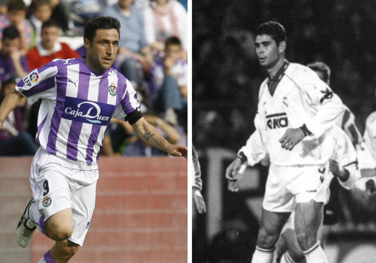 Alberto Marcos, el exmadridista que más partidos jugó con la camiseta del Real Valladolid; y Fernando Hierro, el exblanquivioleta que más partidos jugó con la camiseta del Real Madrid.