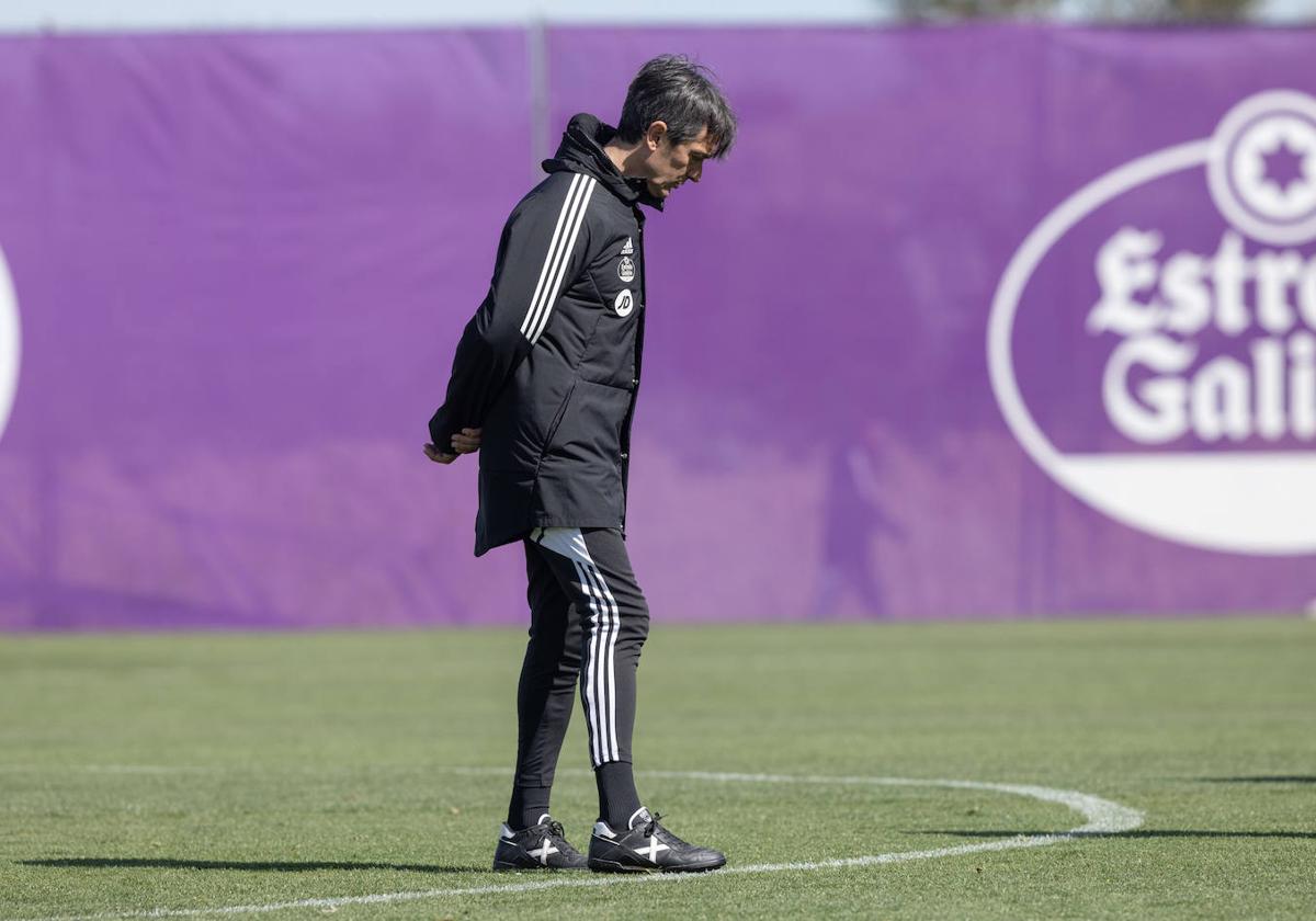 Pacheta, durante el entrenamiento de esta mañana.