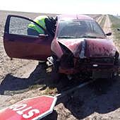 Una mujer resulta herida tras salirse de la N-601 en Almenara de Adaja