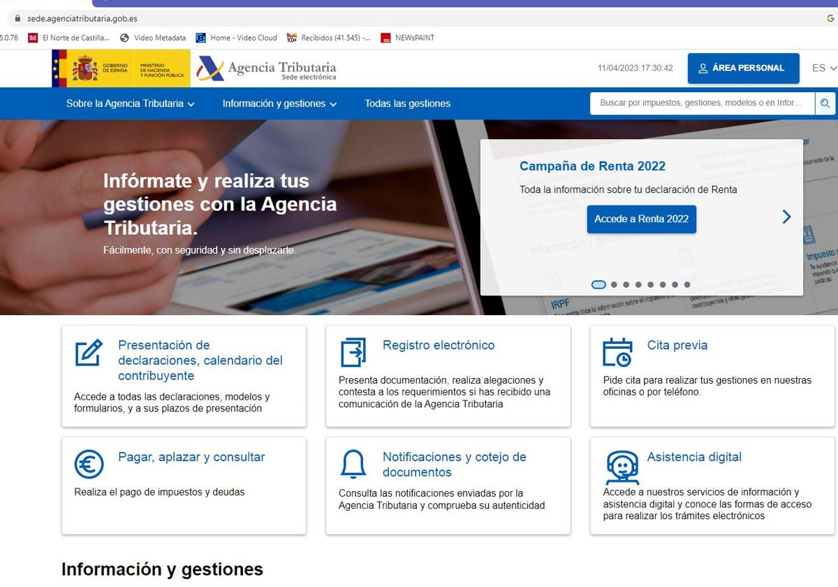 Página web de la Agencia Tributaria.