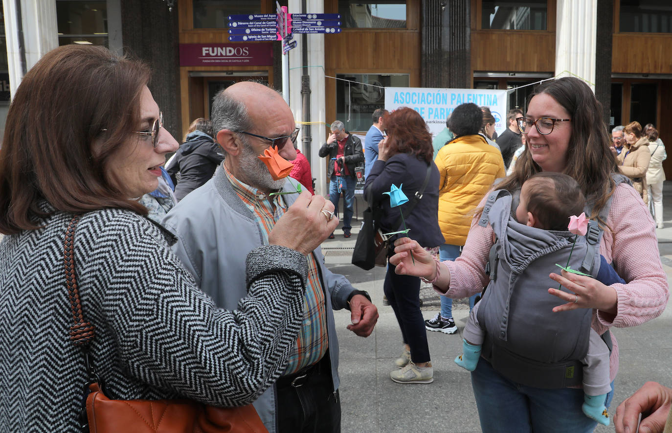 Palencia conmemora el Día Mundial del Parkinson con tulipanes de papel