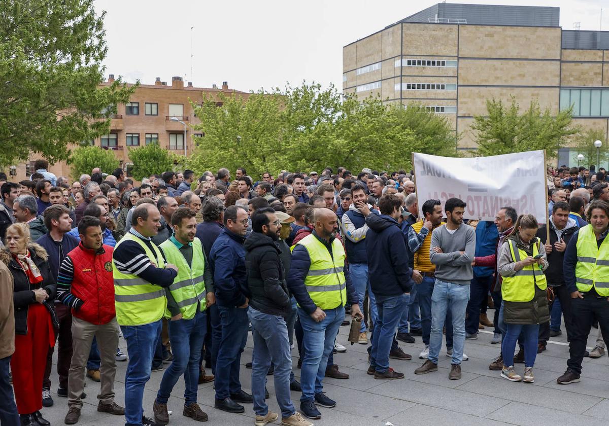 Movilización de los ganaderos el pasado miércoles en Salamanca.