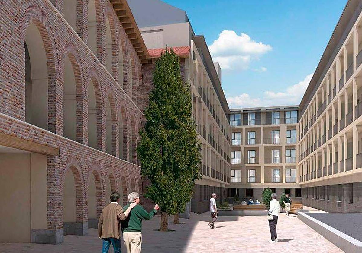 Edificio rehabilitado para acoger la residencia CleceVitam San Quirce de Valladolid.