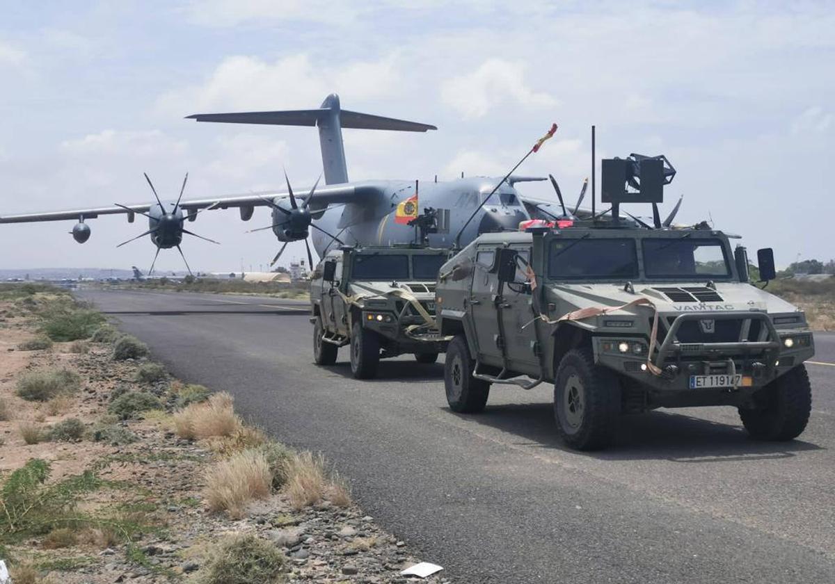 Un avión del Ejercito del Aire español en la operación llevada a cabo desde el aeropuerto de Jartum.