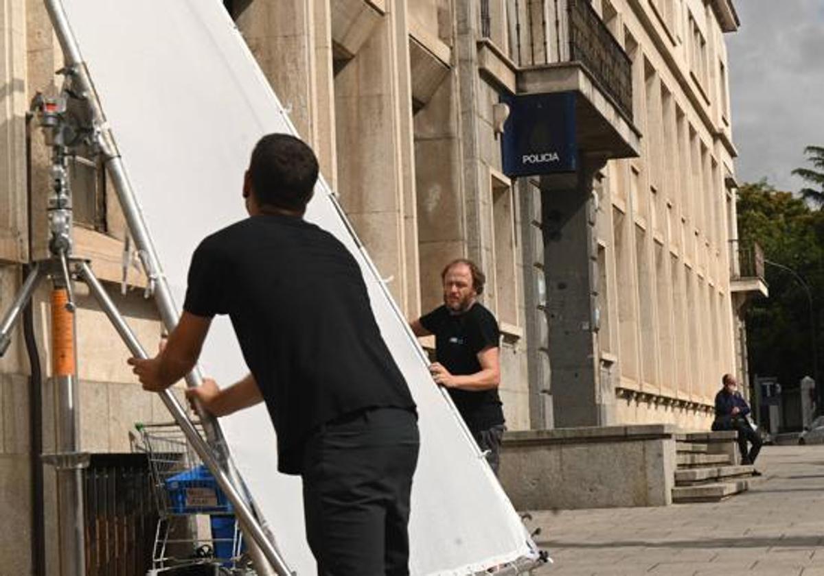 Preparativos de un rodaje en Valladolid.