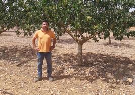 Eduardo García en su plantación de pistachos en Villán de Tordesillas, Valladolid.